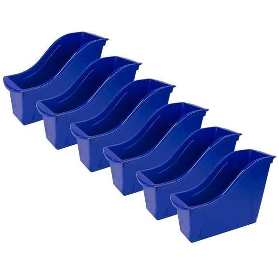 Storex Small Book Bin, Blue, Pack of 6