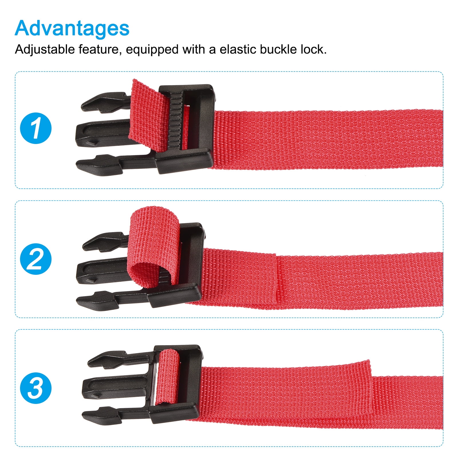 Unique Bargains Utility Strap with Buckle Adjustable Belt for Bag Luggage Packing Red
