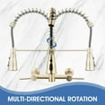 thumbnail image 4 of AWZTOO Wall Mounted Kitchen Sink Faucet with Pull Down Sprayer Kitchen Faucet Stainless Steel Basin Taps with 3 Functions Sprayer Brushed Gold, 4 of 5