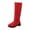 Red, variant on Mgmyaa Women's Knee High Boots Suede Low Heel Round Toe Comfortable Winter Booties