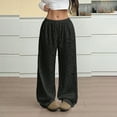 thumbnail image 6 of Bibifish Womens Pants Olive Green Leopard Print Satin Fabric Drawstring Waist Wide-Leg Fit Casual Vacation Daily Errands Retro Style Trendy Pants, 6 of 9