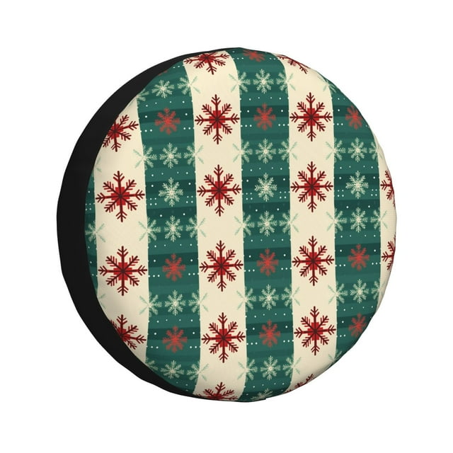 Bingfone Flocons de Neige de Noël à Carreaux pour Pneu de Rechange Protecteurs de Roues Universels Résistants aux Intempéries pour Véhicule Récréatif Remorque de Voyage SUV Camion-14 Pouces