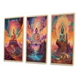 thumbnail image 3 of Designart "Buddha in the Mountains Psychedelic Vision IV" Buddhism Framed Wall Art Set Of 3 - Pink Traditional Frame Gallery Set For Office Decor, 3 of 6