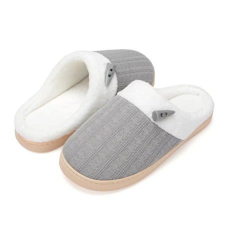 

NineCiFun House Slippers for Women on Memory Foam Indoor Outdoor Fuzzy Slippers (Lightgray Size 9-10)