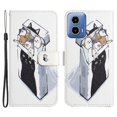 thumbnail image 1 of Para Motorola Moto G24 4G Funda de cuero con estampado de patrones y textura cruzada Funda tipo billetera para teléfono, 1 of 5