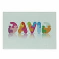 thumbnail image 1 of David Cutting Board, Ancestral Male Name with Connotations and Colorful Puzzle Style Letters, Decorative Tempered Glass Cutting and Serving Board, Small Size, Multicolor, by Ambesonne, 1 of 1