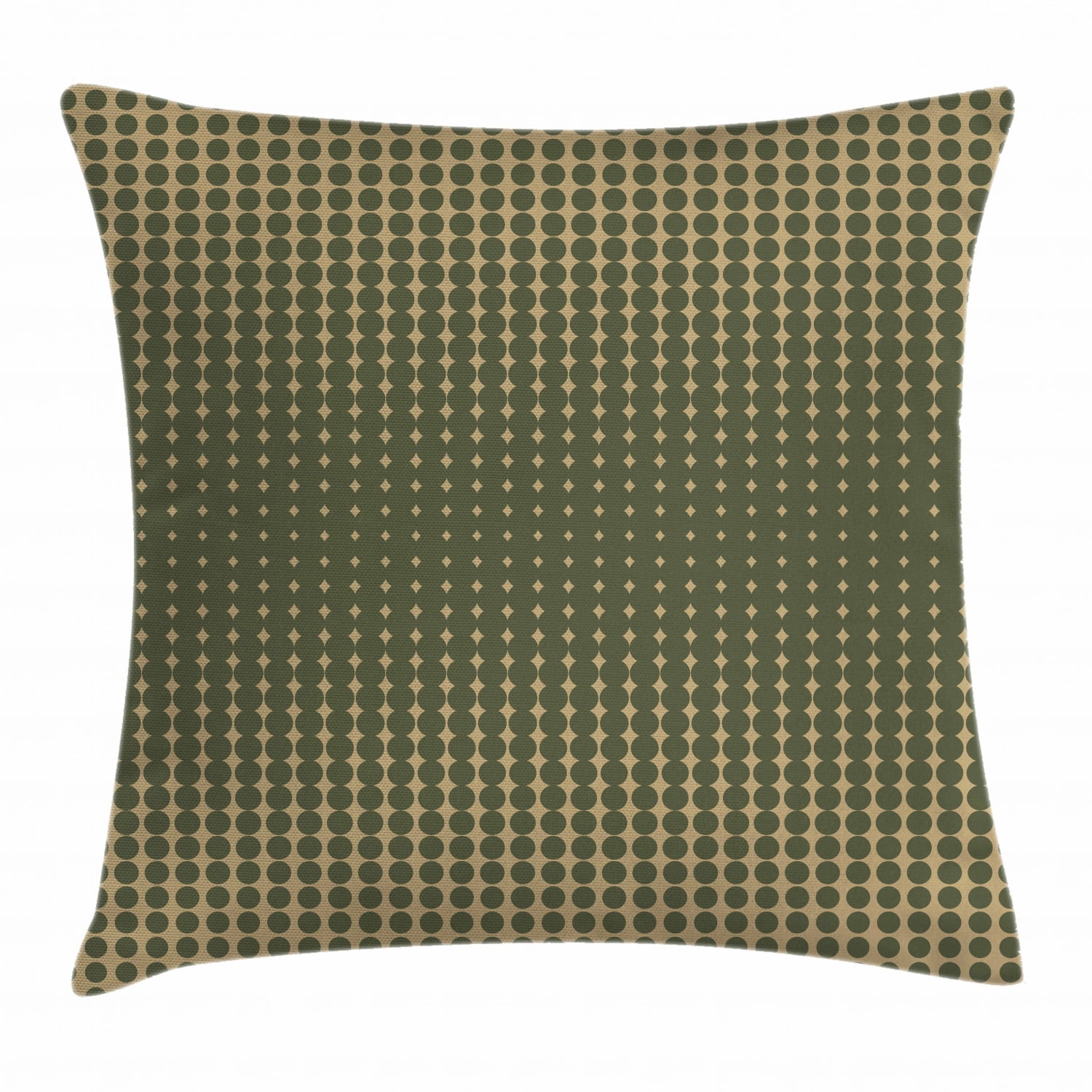 Olive Green Throw Pillow Cushion Cover, Abstract Dotted Halftone Design