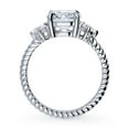 thumbnail image 4 of BERRICLE Sterling Silver 3-Stone Wedding Engagement Rings 2 Carat Round Cut Cubic Zirconia CZ Woven Ring for Women, Rhodium Plated Size 9, 4 of 10