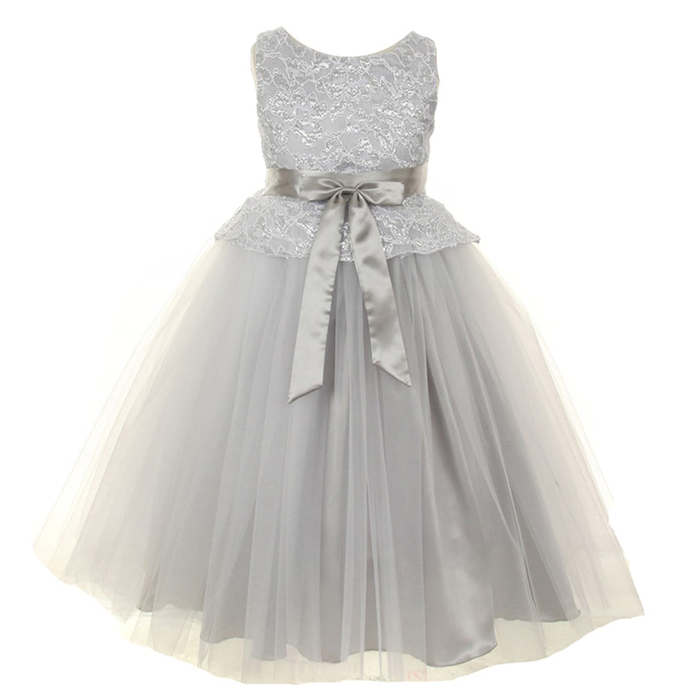 KiKi Kids USA - Little Girls Silver Lace Tulle Charmeuse Special ...