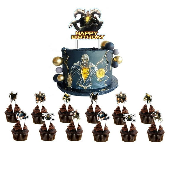 black adam Cake Topper Cupcake Set Party Supplies Decoration Birthday Decor Kit
