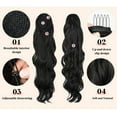 thumbnail image 3 of Xiao Hua Extensión de cola de caballo - Extensiones de cabello ondulado marrón oscuro de 66,04 cm, extensiones de cabello sintético de aspecto natural resistentes al calor, 1 unidad., 3 of 5