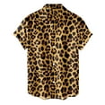 thumbnail image 3 of Button Up Shirt Men Leopard Print Smooth Turndown Collar Shirt Short Sleeve Relaxed Fit Mens Shirts Casual Gold XXL, 3 of 4