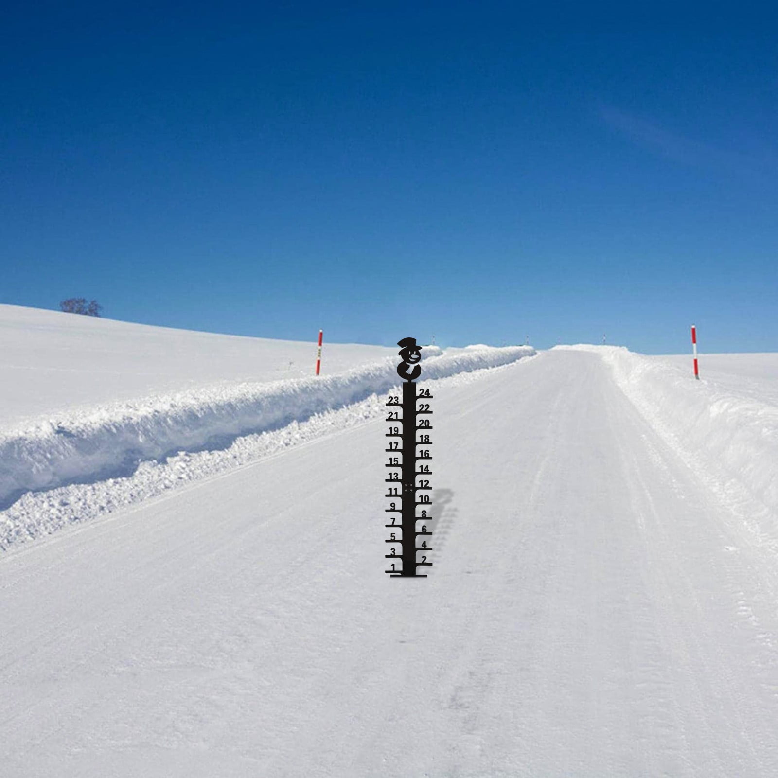 Snow Gauge 24 in Metal Snow Thickness Measuring Tool with Rain Measurement Scale and Self-Leveling Feet