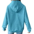 thumbnail image 4 of Kaprioy Womens Hoodies Casual Long Sleeve Drawstring Waffle Pullover Tops Loose Hooded Sweatshirt with Pocket Sky Blue, XL, 4 of 6