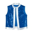 thumbnail image 3 of iEFiEL Kids Girls 1970s Party Disco Latin Jazz Dance Vest Sleeveless Shiny Sequins Bronzing Edge Costume Cardigan Blue 14, 3 of 6