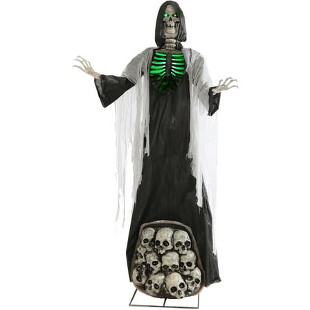 Haunted Hill Farm 7 ft Skeleton Animatronic with Lights and Sound, HHGRVYDSKEL-1FLSA