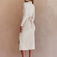 thumbnail image 4 of Lilgiuy Women's Solid Color Knitted Long Sleeve Split Fork Hip Lapel Dress White Fall Dresses for 2022 Spring Winter, 4 of 5