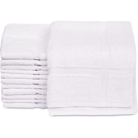 GOLD Textiles White Cotton Blend Bath Mat, 18" x 25", Fully Reversible (48 Count)