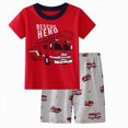 thumbnail image 5 of Toddler Boy Outfit Set Toddler Baby Fire Truck Animal Print Short Sleeve T-Shirt and Shorts 2-Piece Cute Summer Outfit Toddler Boy Short Set, 5 of 8