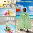 thumbnail image 6 of Dznils Kids Dinosaur Flannel Hooded Bath Towels, Soft Absorbent Beach Towel, Green, 6 of 11