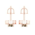 thumbnail image 4 of 14K Solid Gold Screw Back Stud Earrings for Women | 1.24 cttw Round Cut Simulated Champagne Diamond | Rose Gold, 4 of 5