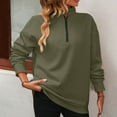 thumbnail image 2 of XFLWAM Women Half Zip Oversized Sweatshirt Lightweight Long Sleeve Trendy Fleece Pullover Workout Warm Tops With Pocket Army Green S, 2 of 5