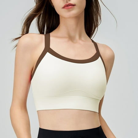 Nexjvus Push Up Sports Bras for Women Shockproof Shock-Absorbing Bra White Size S-XXL