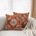 thumbnail image 4 of DoubleSided Printing Throw Pillow Covers Pack of 2 18x18 Inch Red Orange Middle Eastern Classical Pattern for Home Indoor and Outdoor Sofa Bed Decor Add Sophistication and Style, 4 of 6