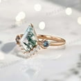 thumbnail image 3 of KANISHKAGEMS&JEWELS 2 Ct 9x7mm / Natural Moss Agate Proposal Ring Alexandrite Bridal Wedding Jewelry CZ Diamond Birthday Gift Ring, 3 of 4