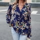 thumbnail image 3 of Camisa de moda para mujer con un solo pecho blusas estampadas florales Tops atuendo diario, 3 of 7