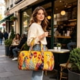 thumbnail image 6 of Quilted Large Embroidery Duffle Bag For Women Travel Tote Cute Nature Prints Shoulder Bag Weekend Trip Overnight Carryall Purse Luggage Storage, 6 of 9
