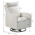 thumbnail image 3 of LUCKHAO   Modern Swivel Glider Chair, Upholstered Accent Glider Rocker Chair for Baby Nursery, Comfy Tall Back Rocking Armchair with Side Pocket and Headrest ,Theater Recliner Sofa, 3 of 13