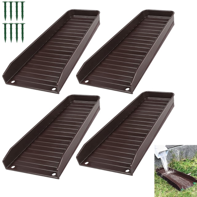 4PCS Rain Gutter Downspout Splash Block, Gutters Downspout Extensions, Rain Downspout Guard Decorative, Gutter Drain Down Extender Diverter With 8 Fixing Nails