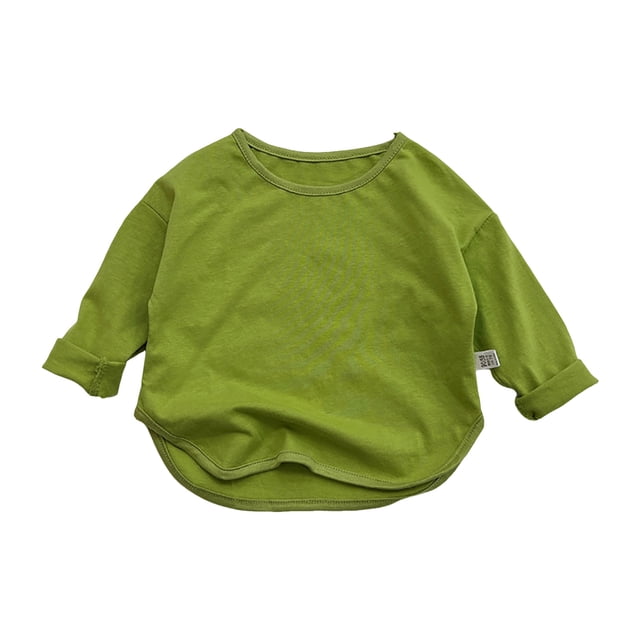 Curenmufel Longues Chandail à Manches pour Filles Filles Chandails à Manches Longues Mignons T-Shirts à Col Rond Enfants Automne Rentrée des Classes Hauts Vêtements Doux Taille 5T 6T (Vert,5-6 Ans)