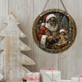 thumbnail image 5 of pathside 2 Pcs Black Santa Christmas Decorations, Black Face Santa Wooden Christmas Tree Ornaments, Claus Farmhouse Christmas Ornament Xmas Round Decorative Hanging Ornaments, 11.8in Diameter, 5 of 6