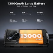 DOOGEE Fire 5 Ultra 32GB+256GB/2TB 1200LM Camping Lights Rugged Phone,13000mAh,Helio G81 Octa Core Rugged Smartphone,6.6HD+90Hz with Gemini AI,48MP+8MP Android 15,IP68/IP69K,Fingerprint/FaceID/NFC