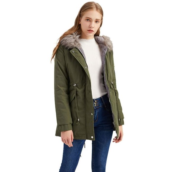 Manteaux d'Hiver Épais et Chauds Doublés en Polaire pour Femmes Parka avec Capuche Manteaux Longs Trench