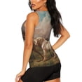 thumbnail image 3 of Xecao Three Horses Oil Painting print women's scoop neck, loose-fit workout tank tops for the gym., 3 of 9