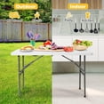 thumbnail image 4 of SONGMY4 ft Indoor Outdoor Heavy Duty Plastic Folding Table Portable Picnic Table Fold-in-Half Utility Table w/Handle and Steel Legs for Camping, Dining, Party, White, 4 of 18