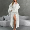 thumbnail image 3 of Fancifize Women's Velvet Kimono Robe Lace Long Bathrobe Lightweight Soft Nightgown Sleepwear Loungewear, 3 of 4