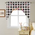 thumbnail image 5 of Easter Rabbit Swag Valances for Kitchen Window, Spring Colorful Egg Floral in Basket Grass Black Plaid Small Swag Valances Rod Pocket Curtain Drapes Window Treatment for Bedroom Bathroom, 56x36 Inch, 5 of 9