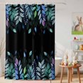 thumbnail image 6 of Shower Curtain Blue Purple Leaves Shower Curtains for Bathroom Decor, Waterproof Polyester Shower Curtain Set with Hooks, Small Stall Size 36" x 72" Leaf Branch Black, 6 of 9