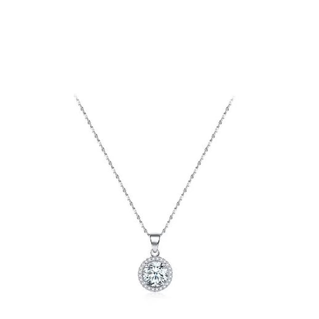 Colgante de plata TUNC de ley S925 versátil clásico redondo compromiso boda cadena cruzada