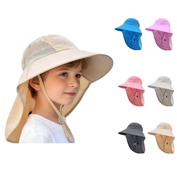 zrova Kids Sun Hat with Neck Flap, UPF UV Protection, Wide Brim Beach Fishing Hat for Toddler Boys Girls