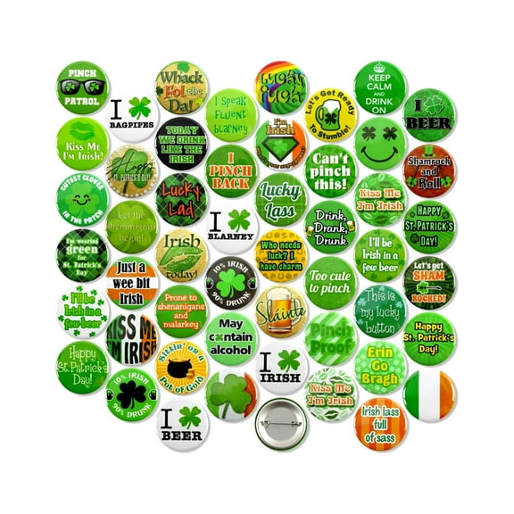 50 Pack - St. Patrick's Day Mega Pack Pinback Button Badges - 1.5 Inch Round