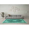thumbnail image 3 of Ahgly Company Machine Washable Indoor Square Persian Turquoise Blue Traditional Area Rugs, 5' Square, 3 of 4