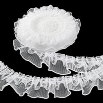 10 Yards White Ruffle Lace Ribbon Trim Pleated Lace Fabric Trim Double Layer Gathered Ruffle Trim Embroidered Sewing