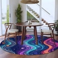 thumbnail image 4 of Neon Style Round Living Room Rugs 5 ft, Abstract Boho Colorful Flowing Waves Washable Area Rug with Non-Slip Sturdy Edge Binding Round Carpet for Entryway Kitchen Bedroom Bathroom, 4 of 9