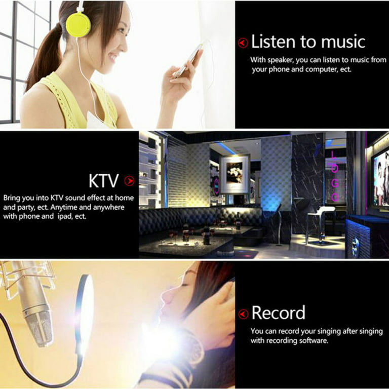 WS-858 Grabación de micrófono de karaoke inalámbrico Bluetooth 3 en 1  Micrófono portátil de mano Máquina de altavoz Reproductor de música  Grabadora