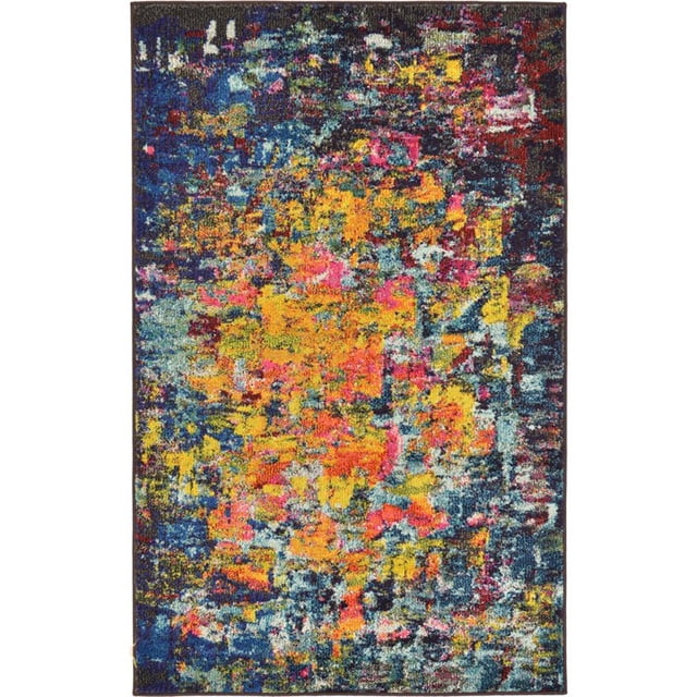 Unique Loom Estrella Zone de Couleur Foncée Tapis 3' 3 x 5' 3 Rectangle Multi/bleu Marine